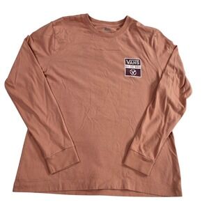 Vans Off The Wall T-Shirt Mens Peach Graphic M Crew Neck Long Sleeve Streetwear